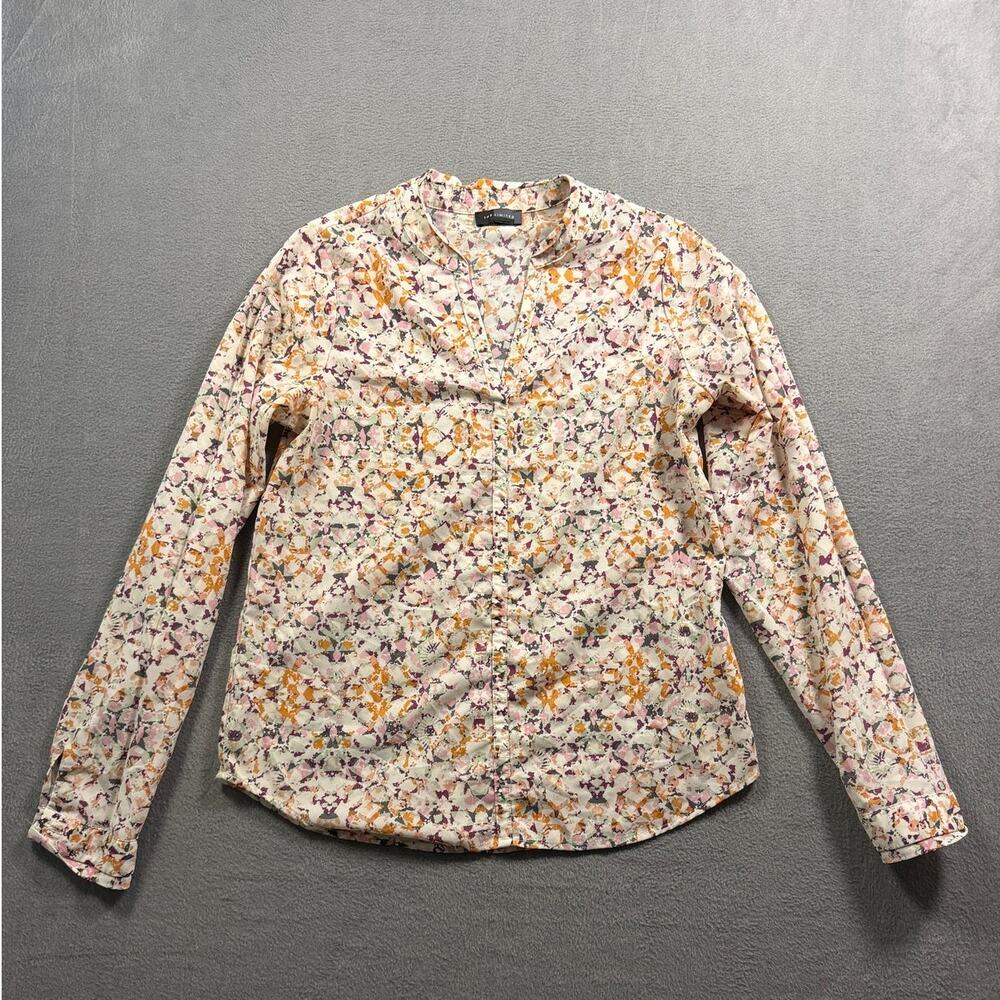 The Limited Women's Cream Multi Watercolor Floral Button Up Long Sleeve Blouse